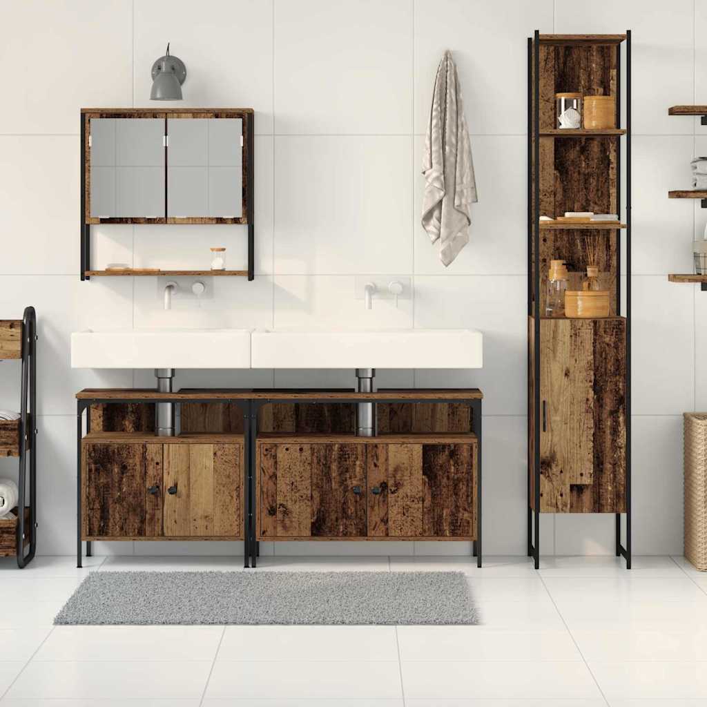 Badkamermeubelset met plank 4 pcs Oud Hout Bewerkt hout is nu te koop bij PeponiXL, paradijselijk wonen!