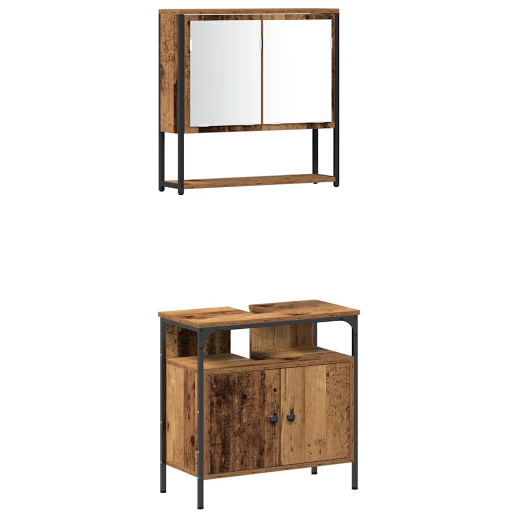 Badkamermeubelset met plank 4 pcs Oud hout Bewerkt hout is nu te koop bij PeponiXL, paradijselijk wonen!