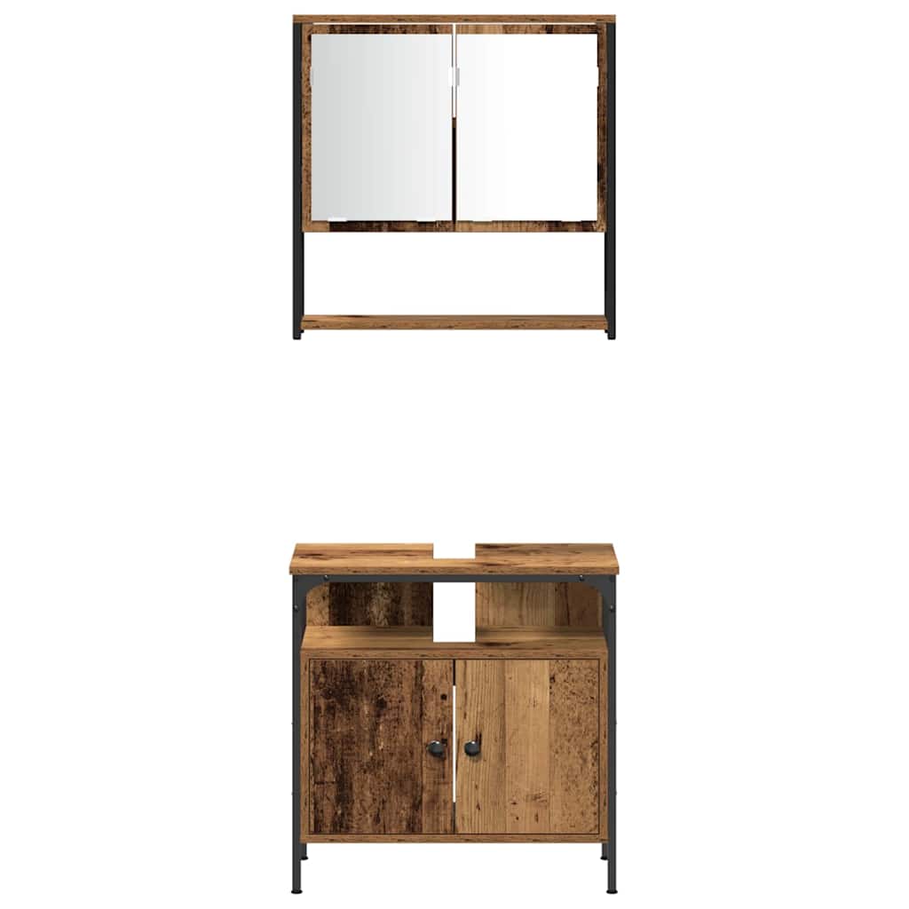 Badkamermeubelset met plank 4 pcs Oud hout Bewerkt hout is nu te koop bij PeponiXL, paradijselijk wonen!
