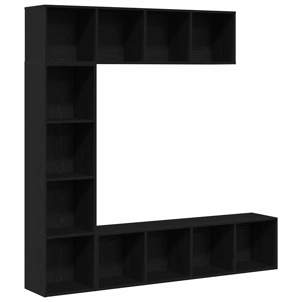 Boekenkast 3 pcs Zwart Eiken 36 x 30 x 143 cm Bewerkt hout is nu te koop bij PeponiXL, paradijselijk wonen!