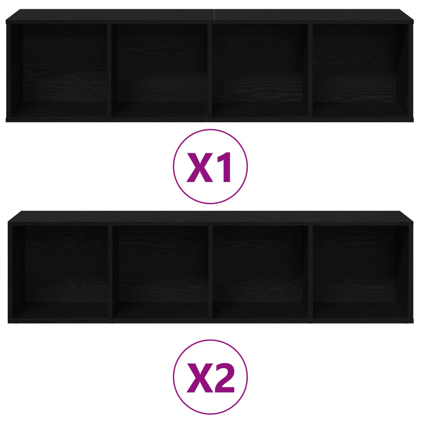 Boekenkast 3 pcs Zwart Eiken 36 x 30 x 143 cm Bewerkt hout is nu te koop bij PeponiXL, paradijselijk wonen!