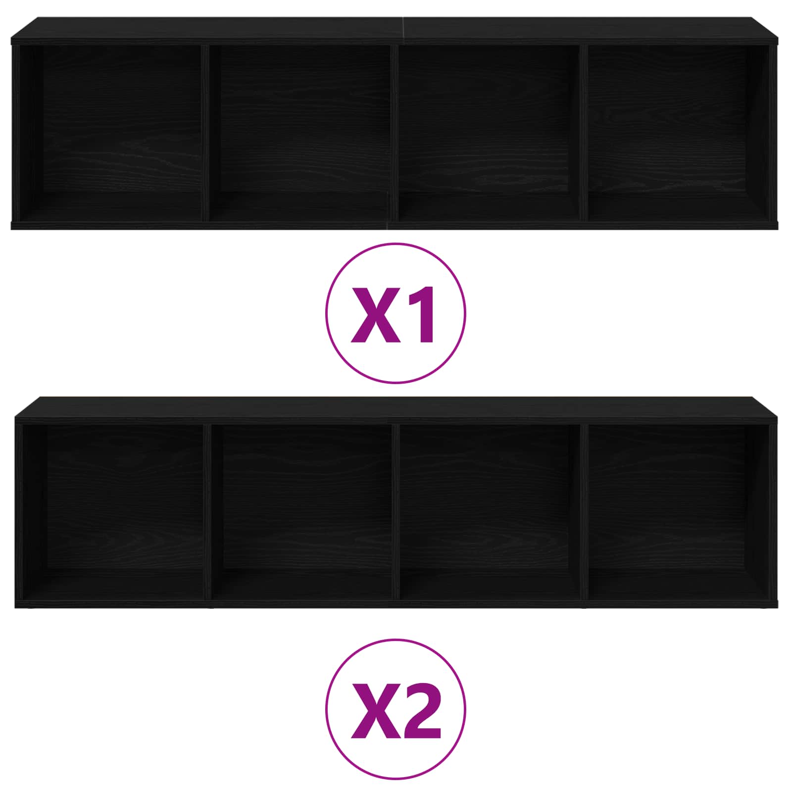 Boekenkast 3 pcs Zwart Eiken 36 x 30 x 143 cm Bewerkt hout is nu te koop bij PeponiXL, paradijselijk wonen!