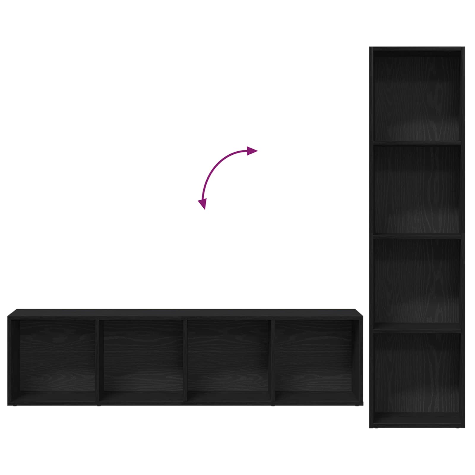 Boekenkast 3 pcs Zwart Eiken 36 x 30 x 143 cm Bewerkt hout is nu te koop bij PeponiXL, paradijselijk wonen!