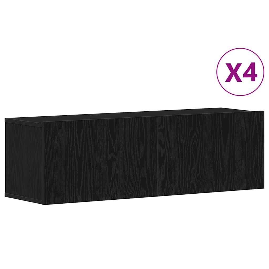 Tv-meubelset 4 pcs Zwart Eiken 100 x 30 x 30 cm Bewerkt hout is nu te koop bij PeponiXL, paradijselijk wonen!