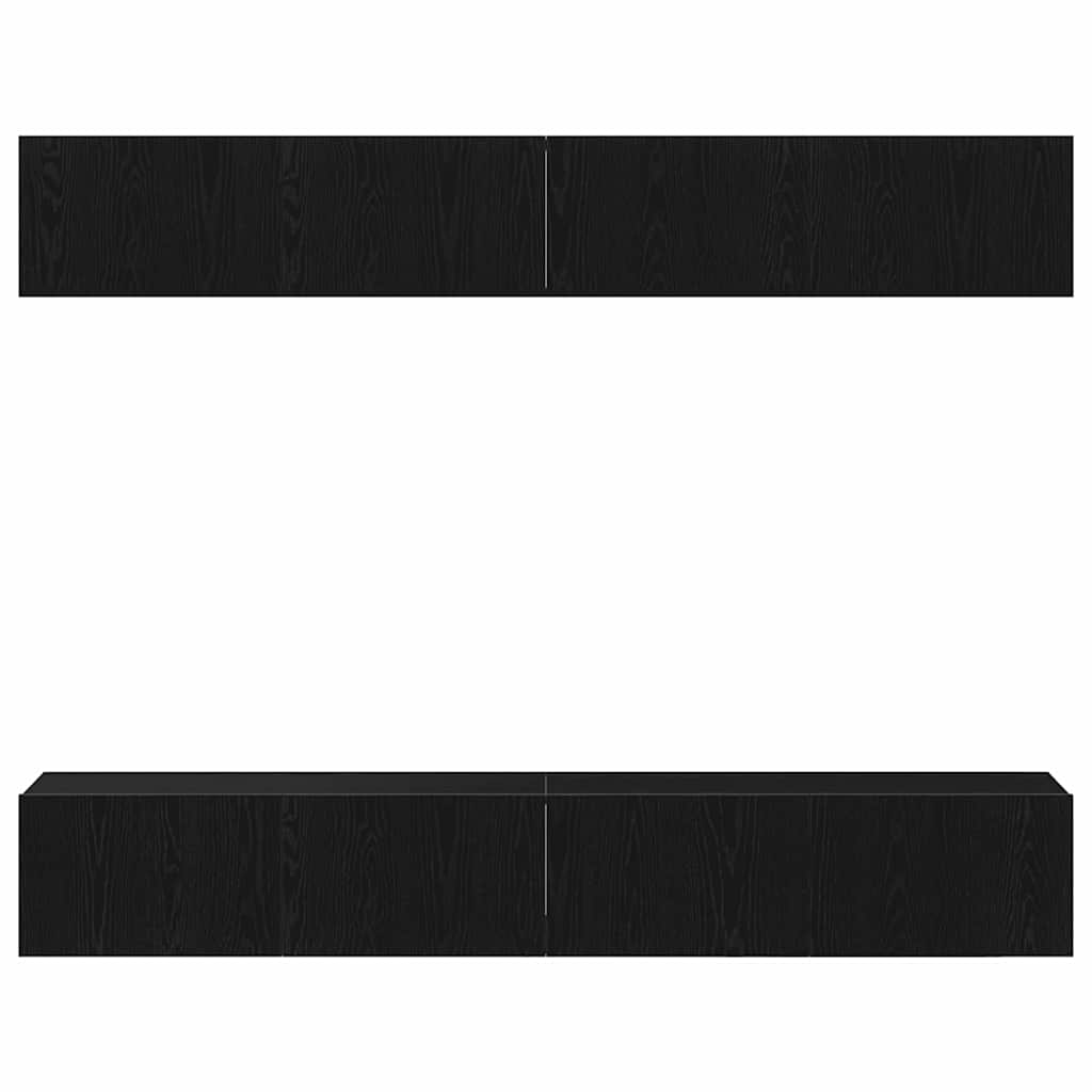 Tv-meubelset 4 pcs Zwart Eiken 100 x 30 x 30 cm Bewerkt hout is nu te koop bij PeponiXL, paradijselijk wonen!