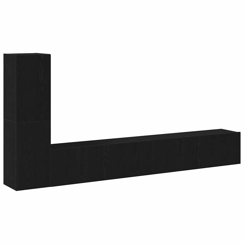 Tv-meubelset Wandgemonteerd Zwart Eiken Bewerkt hout is nu te koop bij PeponiXL, paradijselijk wonen!