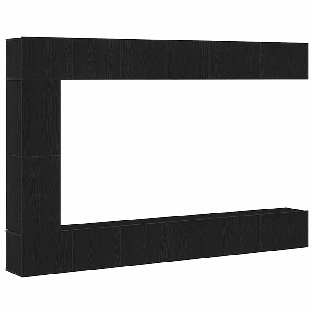 Tv-meubelset Wandgemonteerd 9 pcs Zwart Eiken Bewerkt hout is nu te koop bij PeponiXL, paradijselijk wonen!