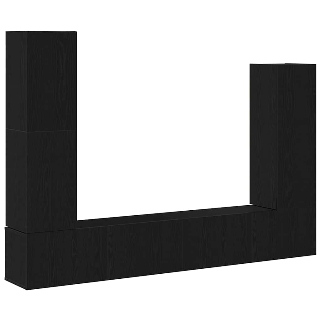 Tv-meubelset Wandgemonteerd 6 pcs Zwart Eiken Bewerkt hout is nu te koop bij PeponiXL, paradijselijk wonen!