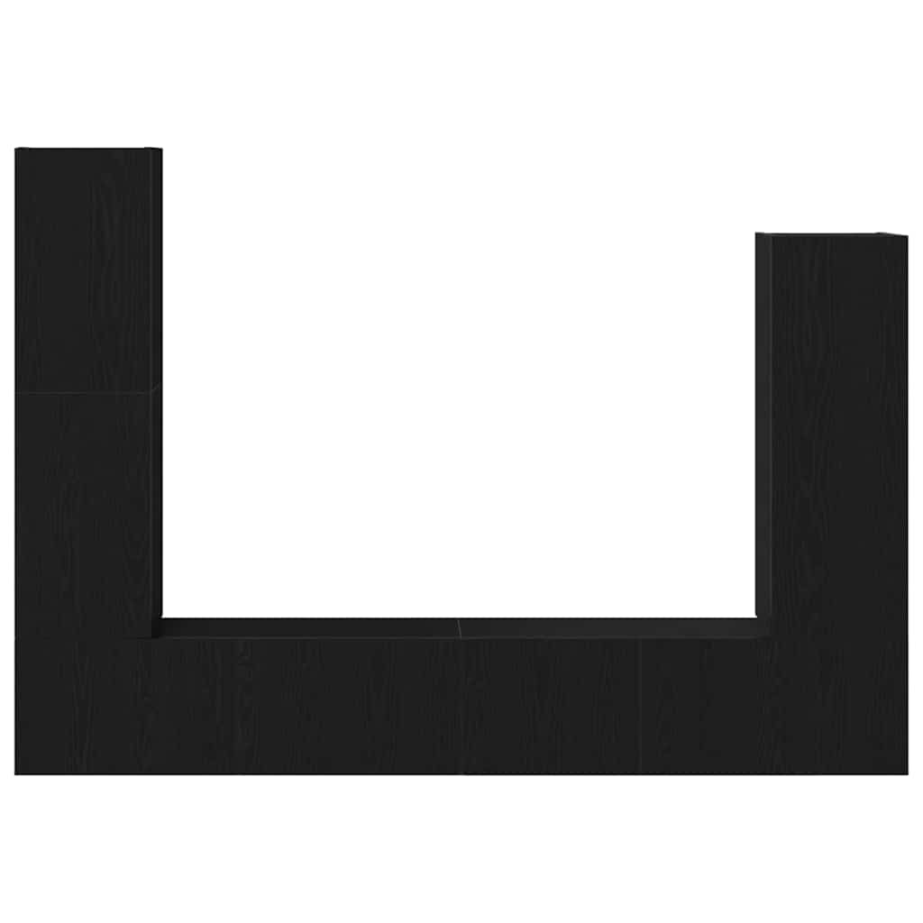 Tv-meubelset Wandgemonteerd 6 pcs Zwart Eiken Bewerkt hout is nu te koop bij PeponiXL, paradijselijk wonen!