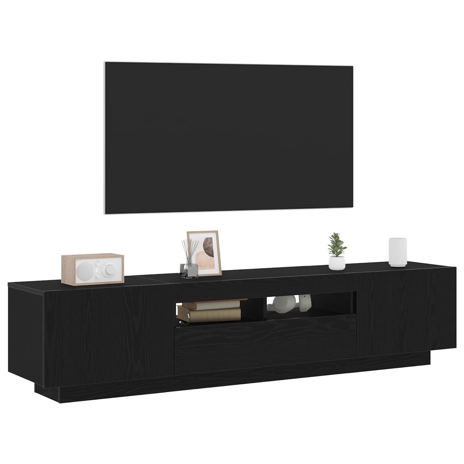 Tv-meubelset 2 pcs Zwart 180 x 35 x 40 cm Bewerkt hout is nu te koop bij PeponiXL, paradijselijk wonen!