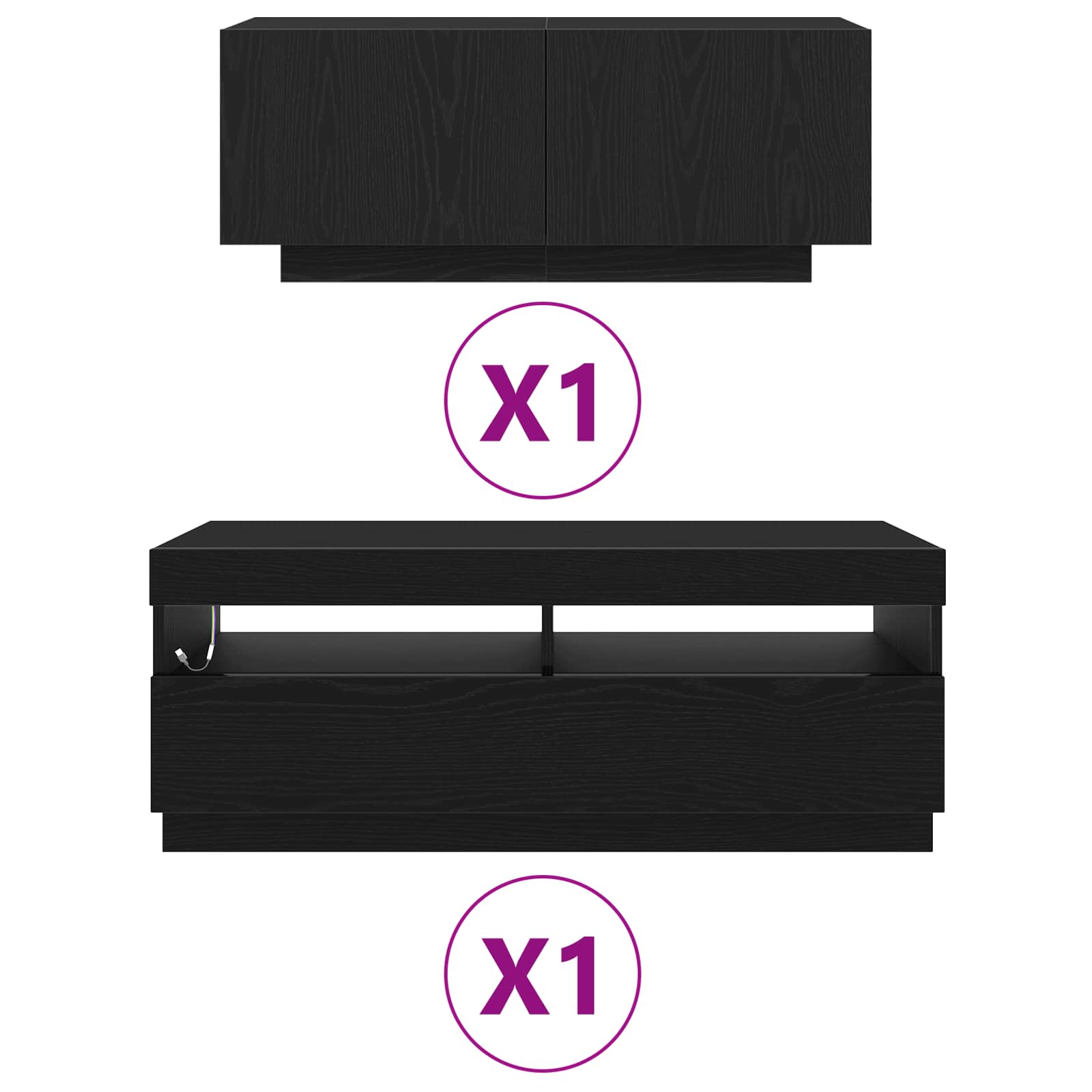 Tv-meubelset 2 pcs Zwart 200 x 35 x 40 cm Bewerkt hout is nu te koop bij PeponiXL, paradijselijk wonen!