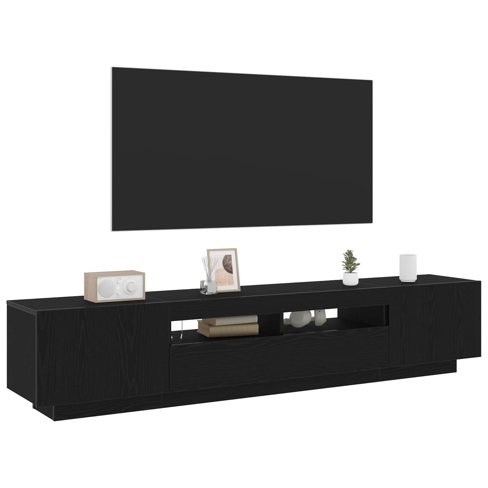Tv-meubelset 2 pcs Zwart 200 x 35 x 40 cm Bewerkt hout is nu te koop bij PeponiXL, paradijselijk wonen!