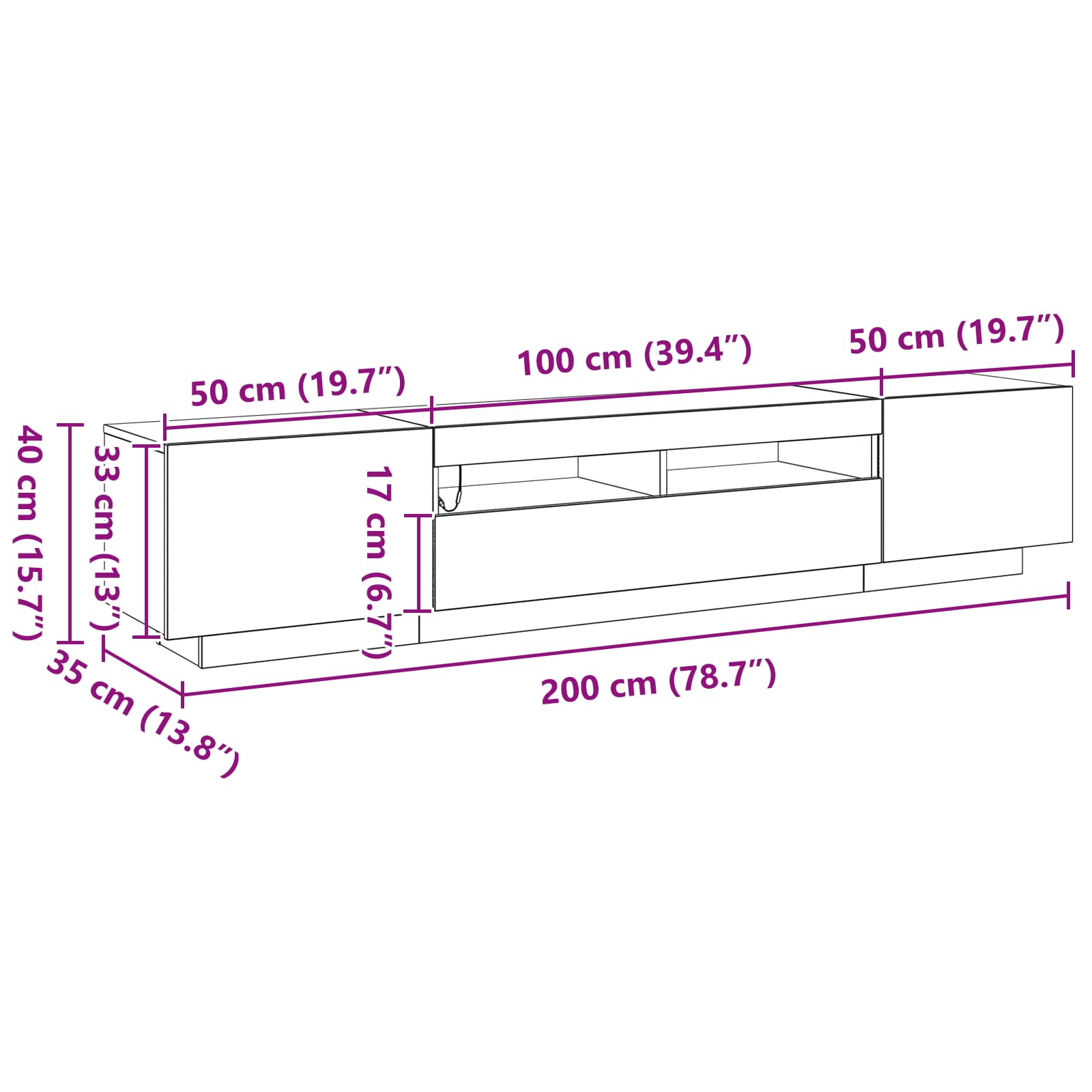 Tv-meubelset 2 pcs Zwart 200 x 35 x 40 cm Bewerkt hout is nu te koop bij PeponiXL, paradijselijk wonen!