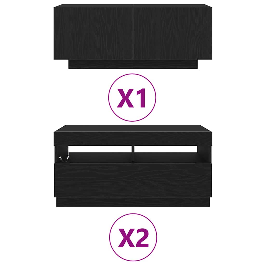 Tv-meubelset 3 pcs Zwart 260 x 35 x 40 cm Bewerkt hout is nu te koop bij PeponiXL, paradijselijk wonen!