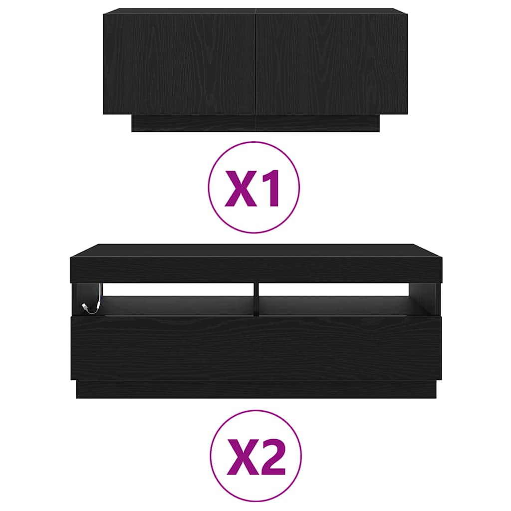 Tv-meubelset 3 pcs Zwart 300 x 35 x 40 cm Bewerkt hout is nu te koop bij PeponiXL, paradijselijk wonen!