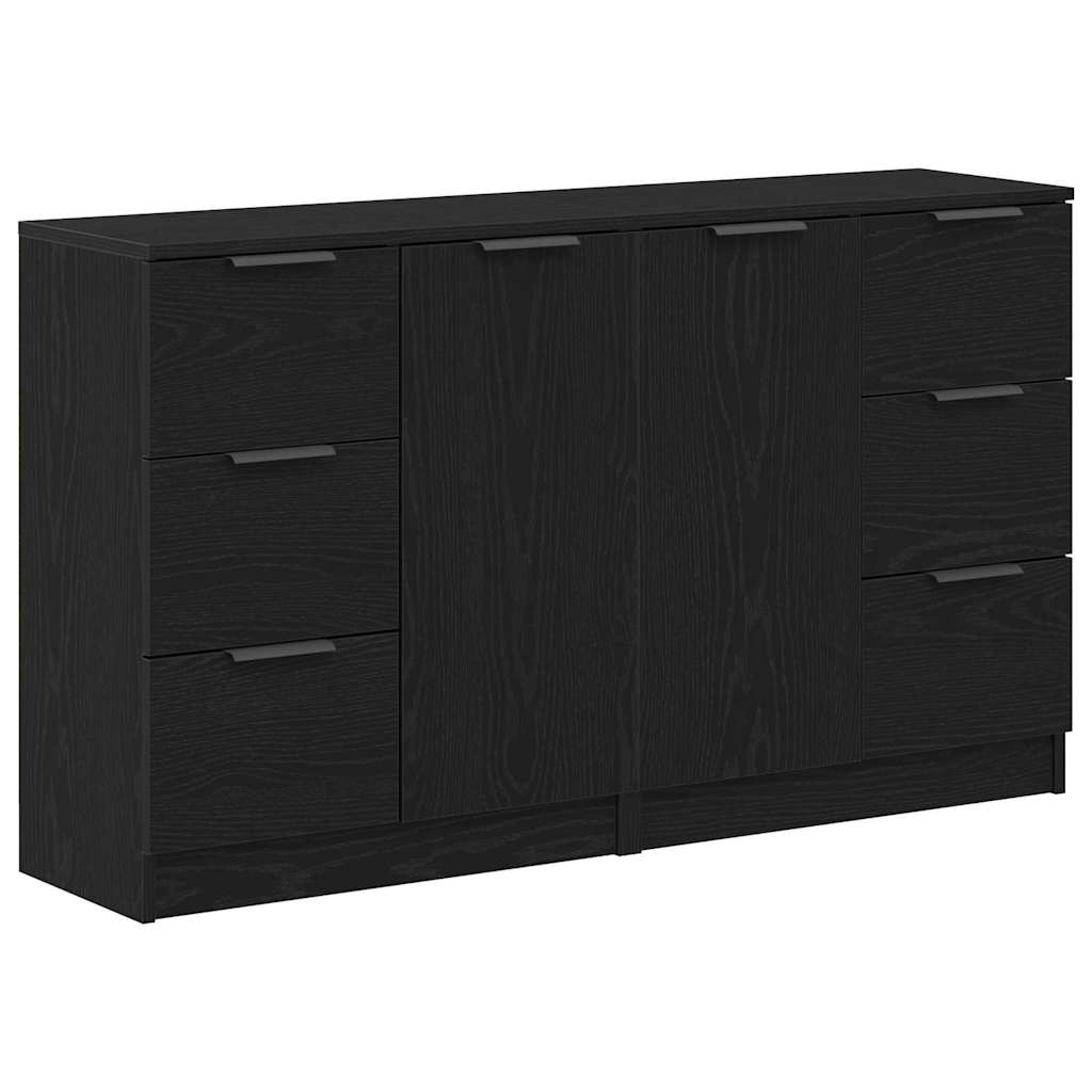 Dressoir met lade Zwart Eiken 120 x 30 x 70 cm Bewerkt hout is nu te koop bij PeponiXL, paradijselijk wonen!