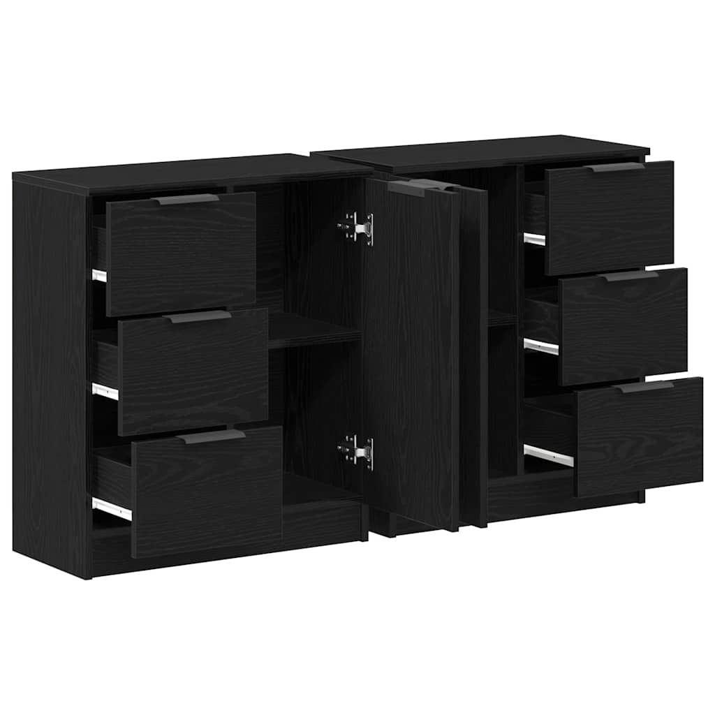 Dressoir met lade Zwart Eiken 120 x 30 x 70 cm Bewerkt hout is nu te koop bij PeponiXL, paradijselijk wonen!