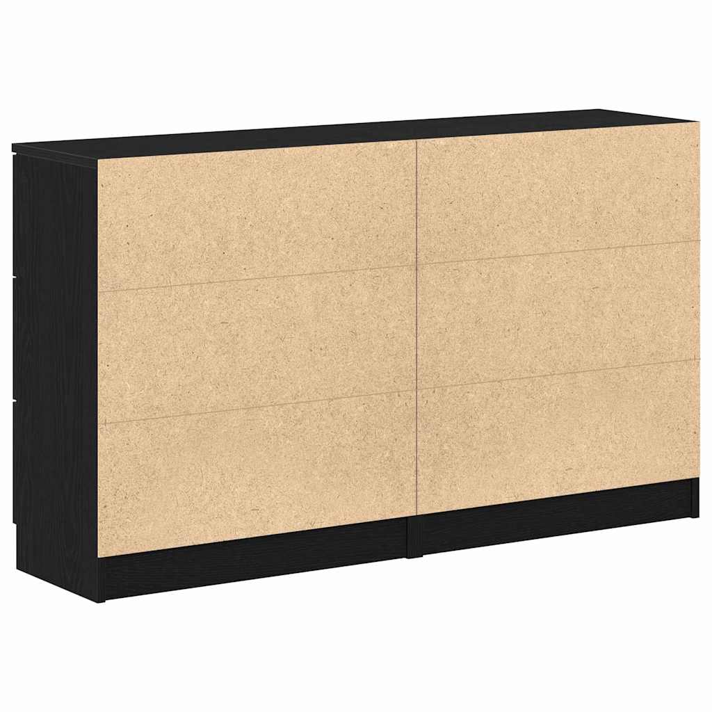Dressoir met lade Zwart Eiken 120 x 30 x 70 cm Bewerkt hout is nu te koop bij PeponiXL, paradijselijk wonen!