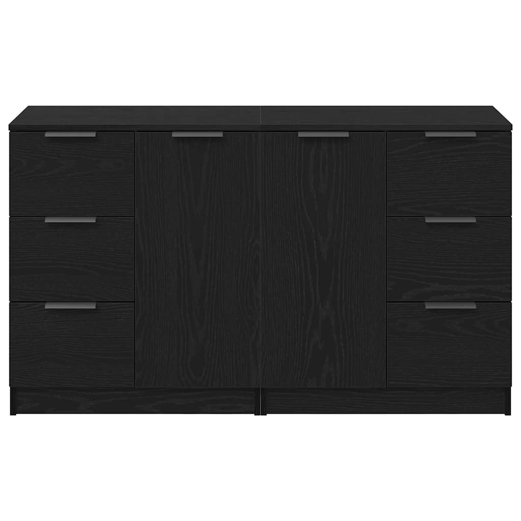 Dressoir met lade Zwart Eiken 120 x 30 x 70 cm Bewerkt hout is nu te koop bij PeponiXL, paradijselijk wonen!