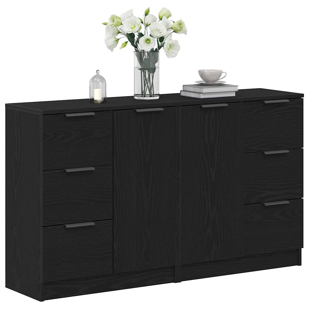 Dressoir met lade Zwart Eiken 120 x 30 x 70 cm Bewerkt hout is nu te koop bij PeponiXL, paradijselijk wonen!
