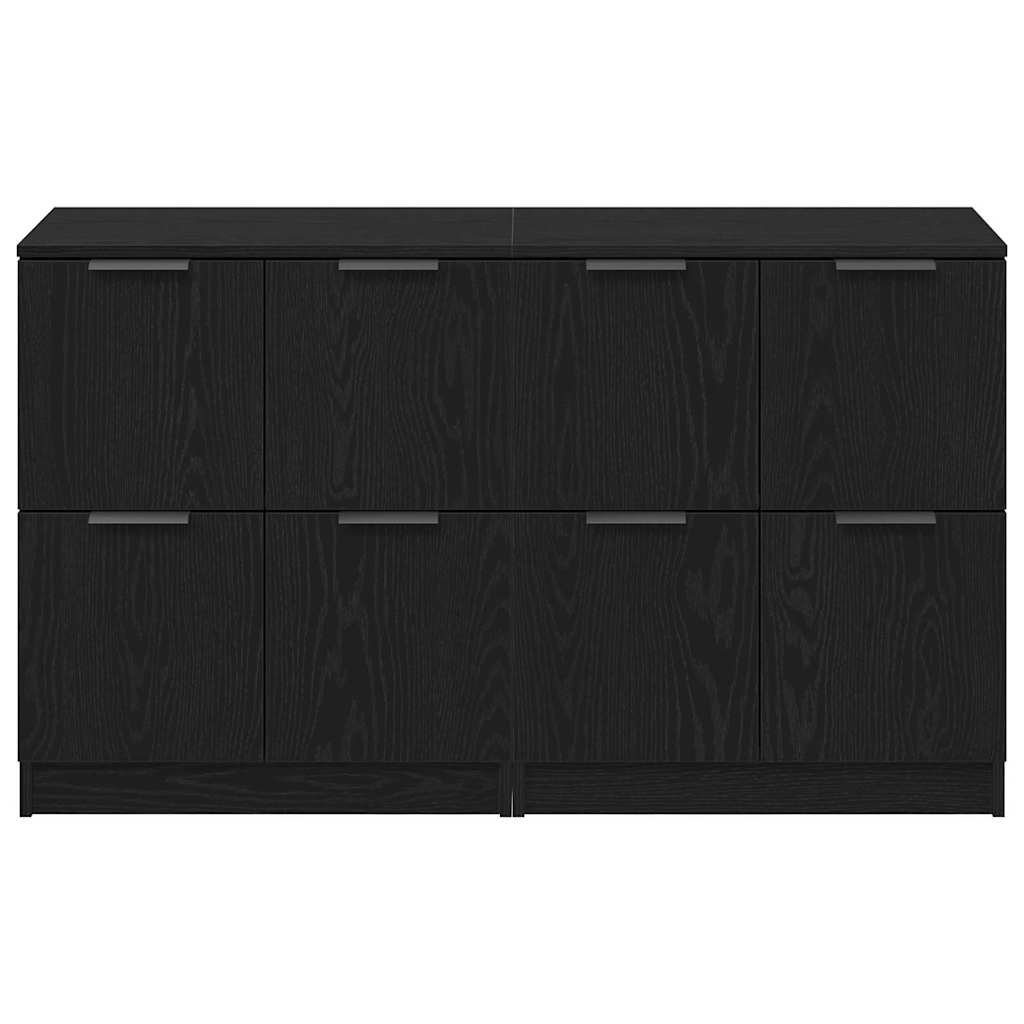 Dressoir 2 pcs Zwart Eiken 60 x 30 x 70 cm Bewerkt hout is nu te koop bij PeponiXL, paradijselijk wonen!