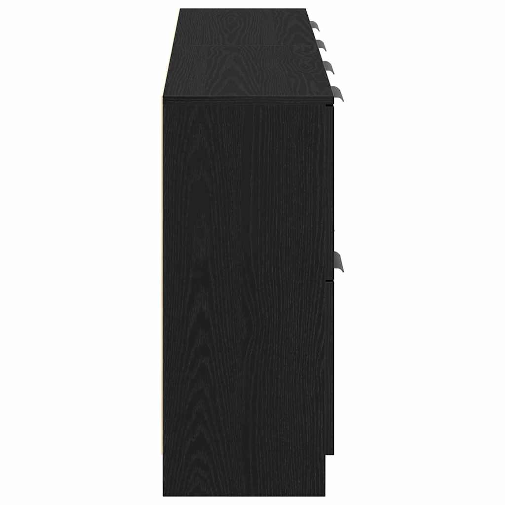 Dressoir 2 pcs Zwart Eiken 60 x 30 x 70 cm Bewerkt hout is nu te koop bij PeponiXL, paradijselijk wonen!