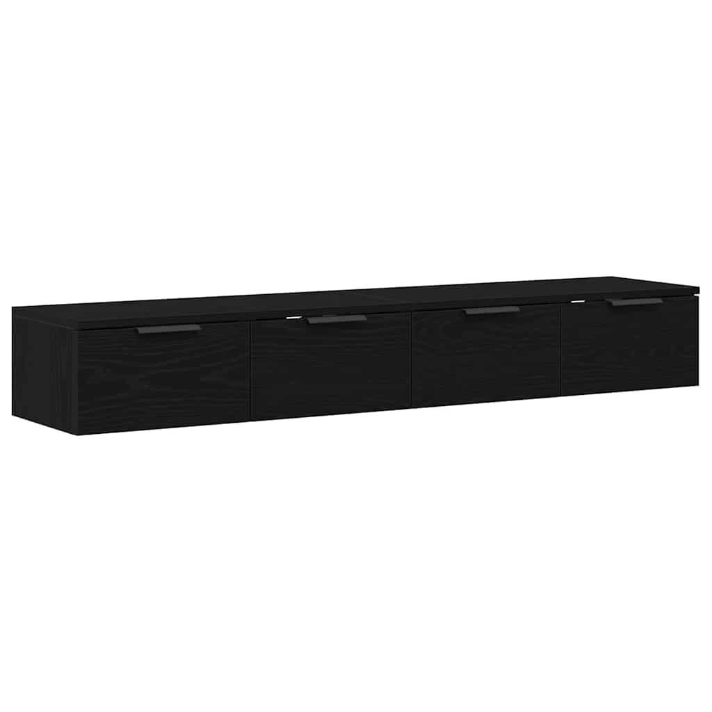 Wandkast 2 pcs Zwart Eiken 68 x 30 x 20 cm Bewerkt hout is nu te koop bij PeponiXL, paradijselijk wonen!