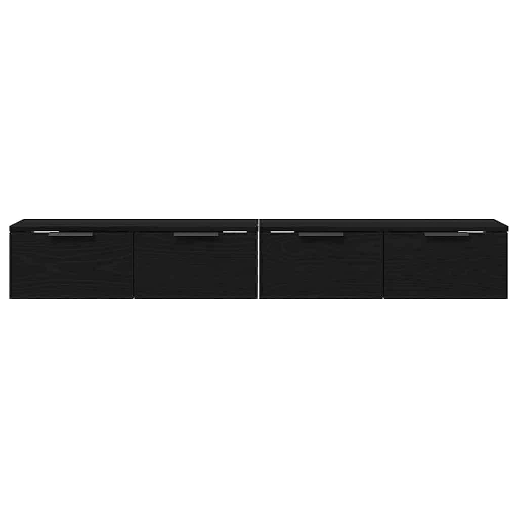Wandkast 2 pcs Zwart Eiken 68 x 30 x 20 cm Bewerkt hout is nu te koop bij PeponiXL, paradijselijk wonen!