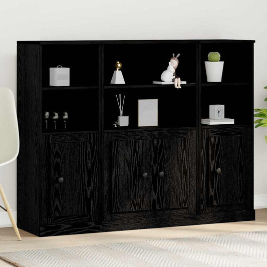 Hoge kast Zwart Eiken 132 x 35,5 x 103,5 cm Bewerkt hout is nu te koop bij PeponiXL, paradijselijk wonen!
