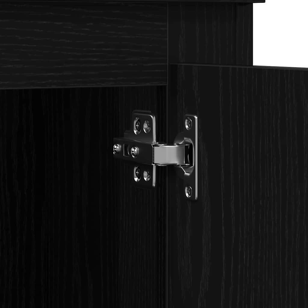 Highboard Zwart Eiken 132 x 35,5 x 103,5 cm Bewerkt hout is nu te koop bij PeponiXL, paradijselijk wonen!