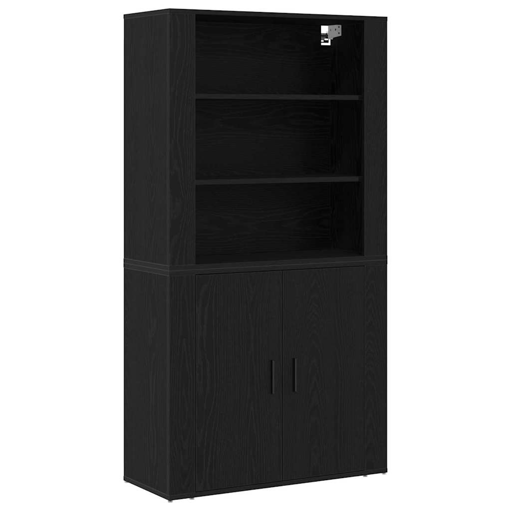 Hoge kast Zwart Eiken 80 x 33 x 150 cm Bewerkt hout is nu te koop bij PeponiXL, paradijselijk wonen!
