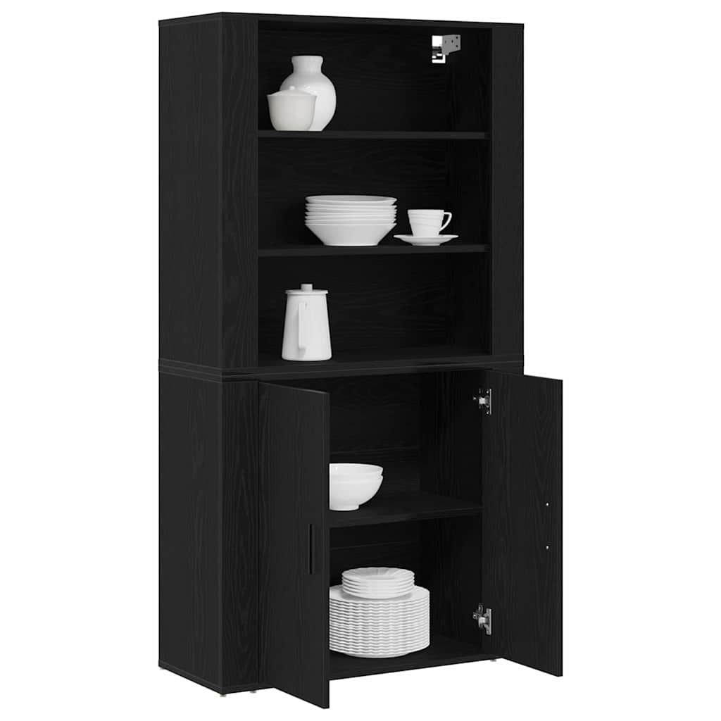 Hoge kast Zwart Eiken 80 x 33 x 150 cm Bewerkt hout is nu te koop bij PeponiXL, paradijselijk wonen!