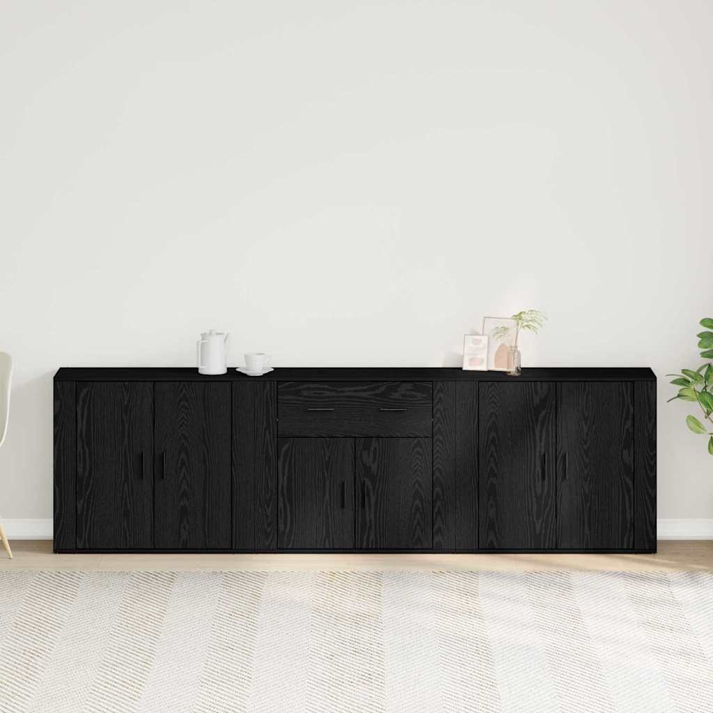 Dressoir met lade Zwart Eiken 240 x 33 x 70 cm Bewerkt hout is nu te koop bij PeponiXL, paradijselijk wonen!