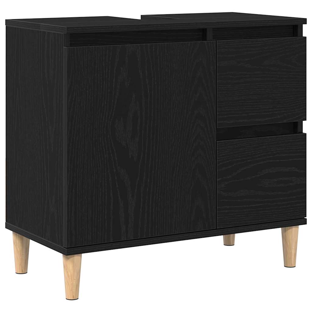 Badkamermeubelset 3 pcs Zwart Eiken Geperst Hout en Metaal is nu te koop bij PeponiXL, paradijselijk wonen!