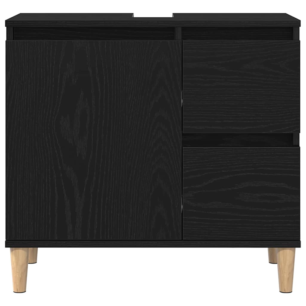 Badkamermeubelset 3 pcs Zwart Eiken Geperst Hout en Metaal is nu te koop bij PeponiXL, paradijselijk wonen!