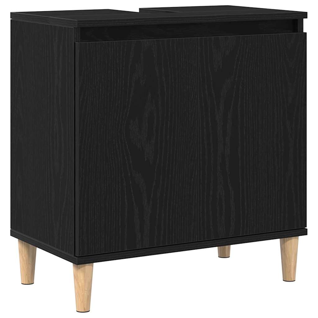 Badkamermeubelset 3 pcs Zwart Eiken Geperst Hout en Metaal is nu te koop bij PeponiXL, paradijselijk wonen!