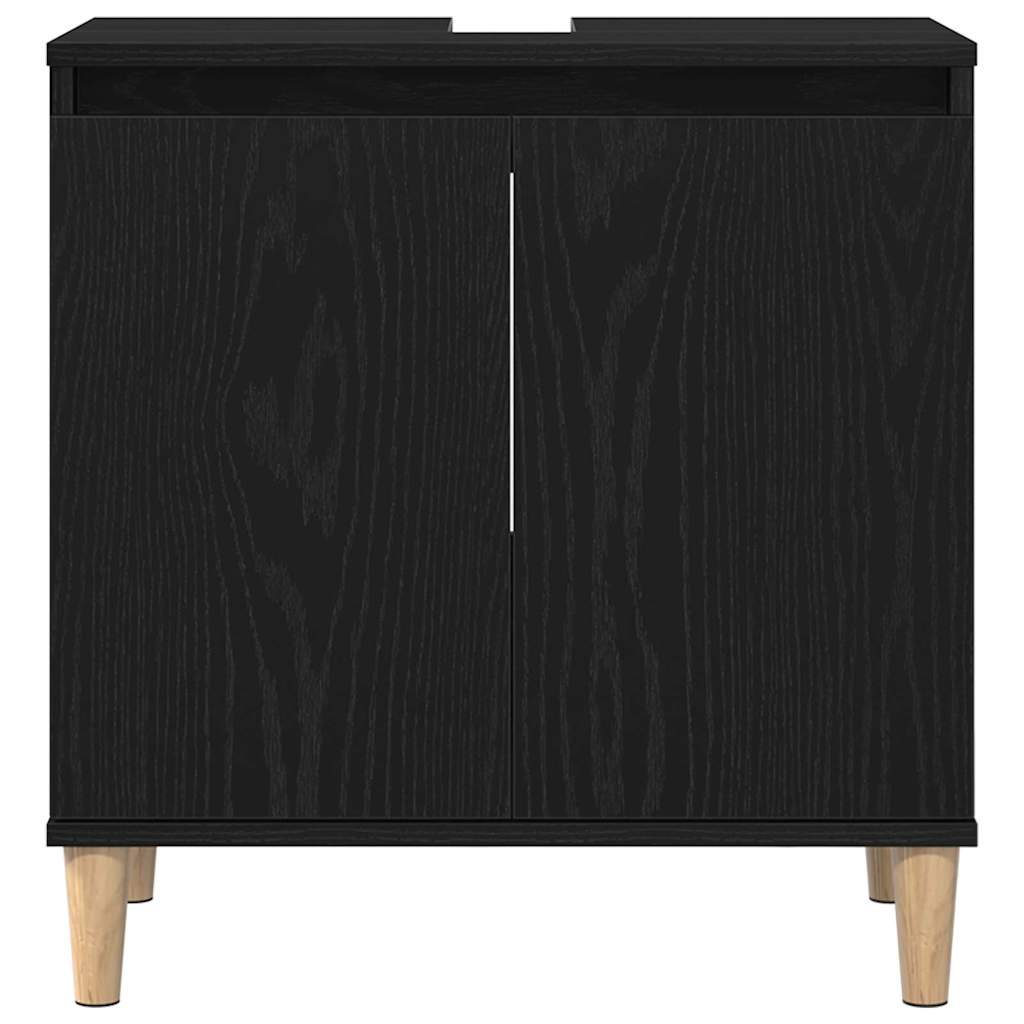 Badkamermeubelset 3 pcs Zwart Eiken Geperst Hout en Metaal is nu te koop bij PeponiXL, paradijselijk wonen!