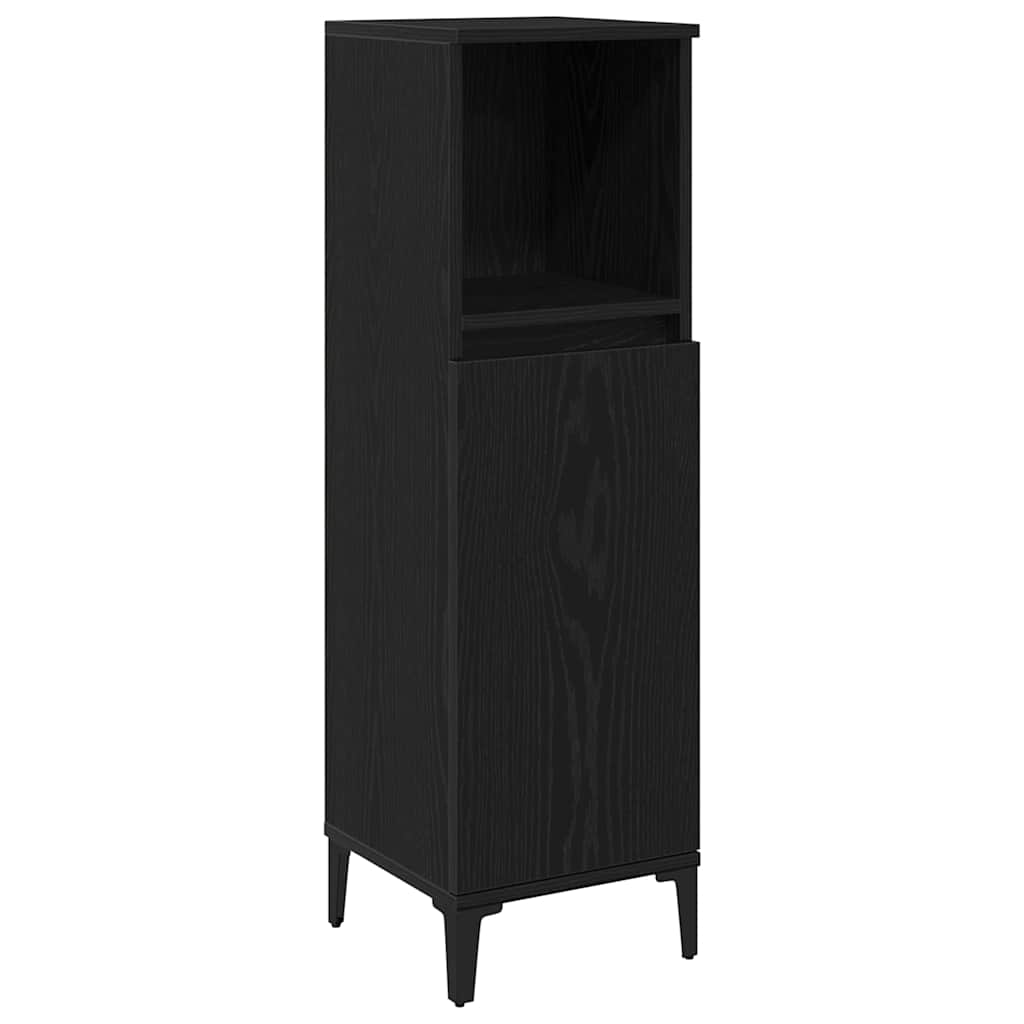 Badkamermeubelset 3 pcs Zwart Eiken Geperst Hout en Metaal is nu te koop bij PeponiXL, paradijselijk wonen!