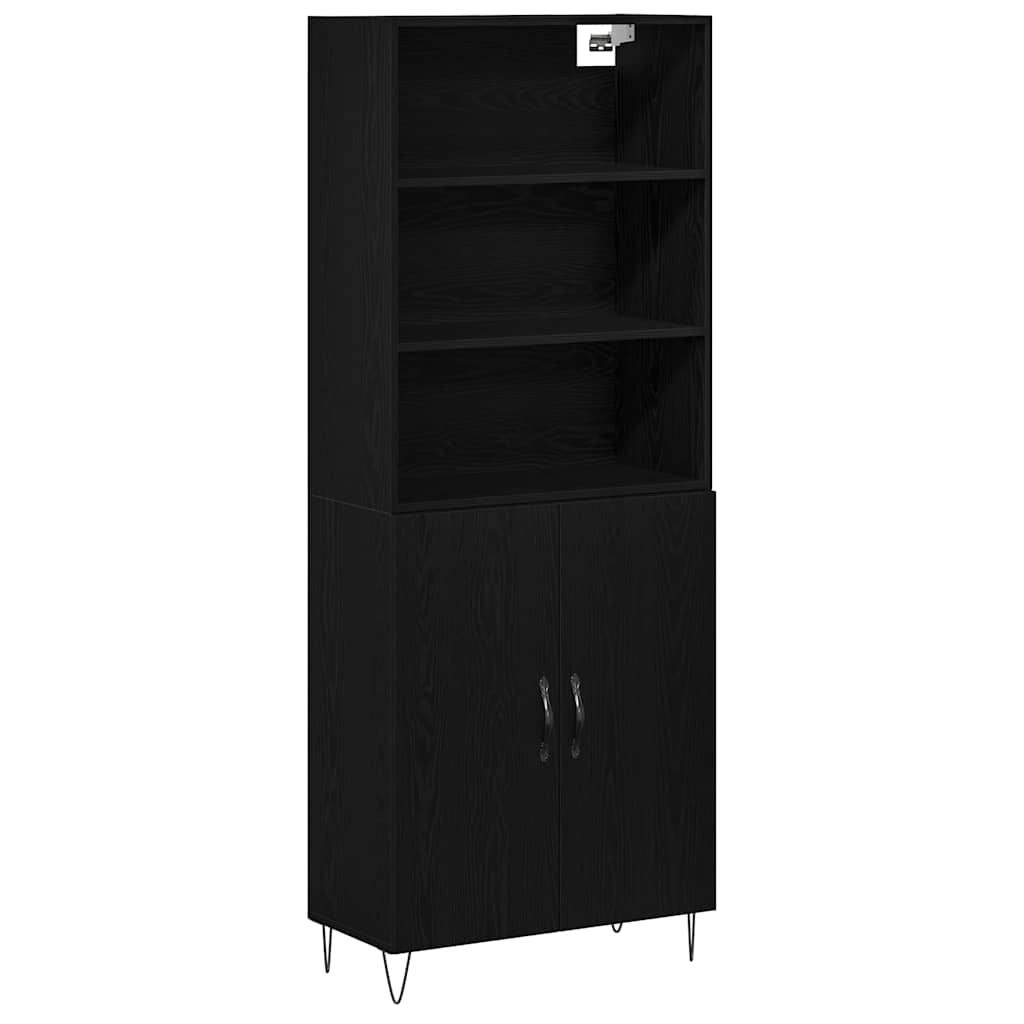 Hoge kast 2 pcs Zwart Eiken Bewerkt hout is nu te koop bij PeponiXL, paradijselijk wonen!