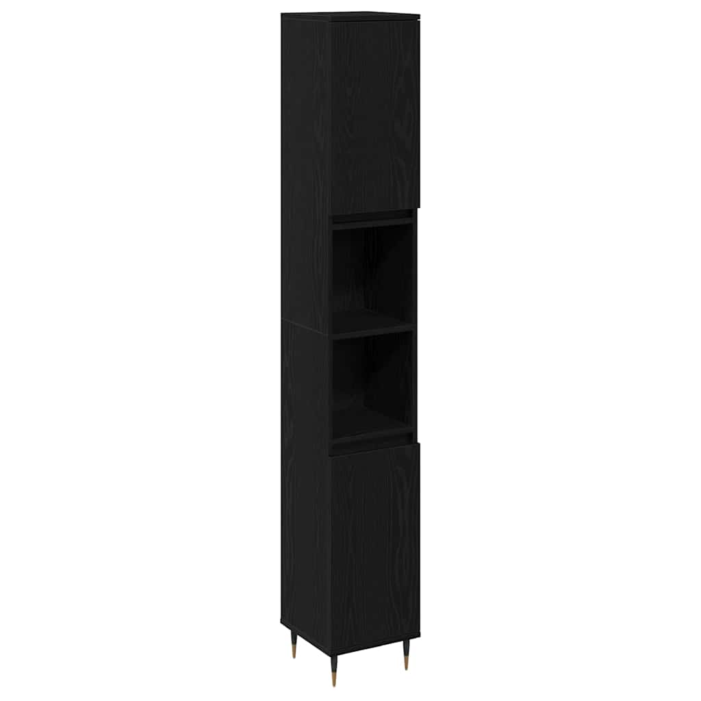 Badkamermeubelset met lade 3 pcs Zwart Eiken 30 x 30 x 190 cm is nu te koop bij PeponiXL, paradijselijk wonen!