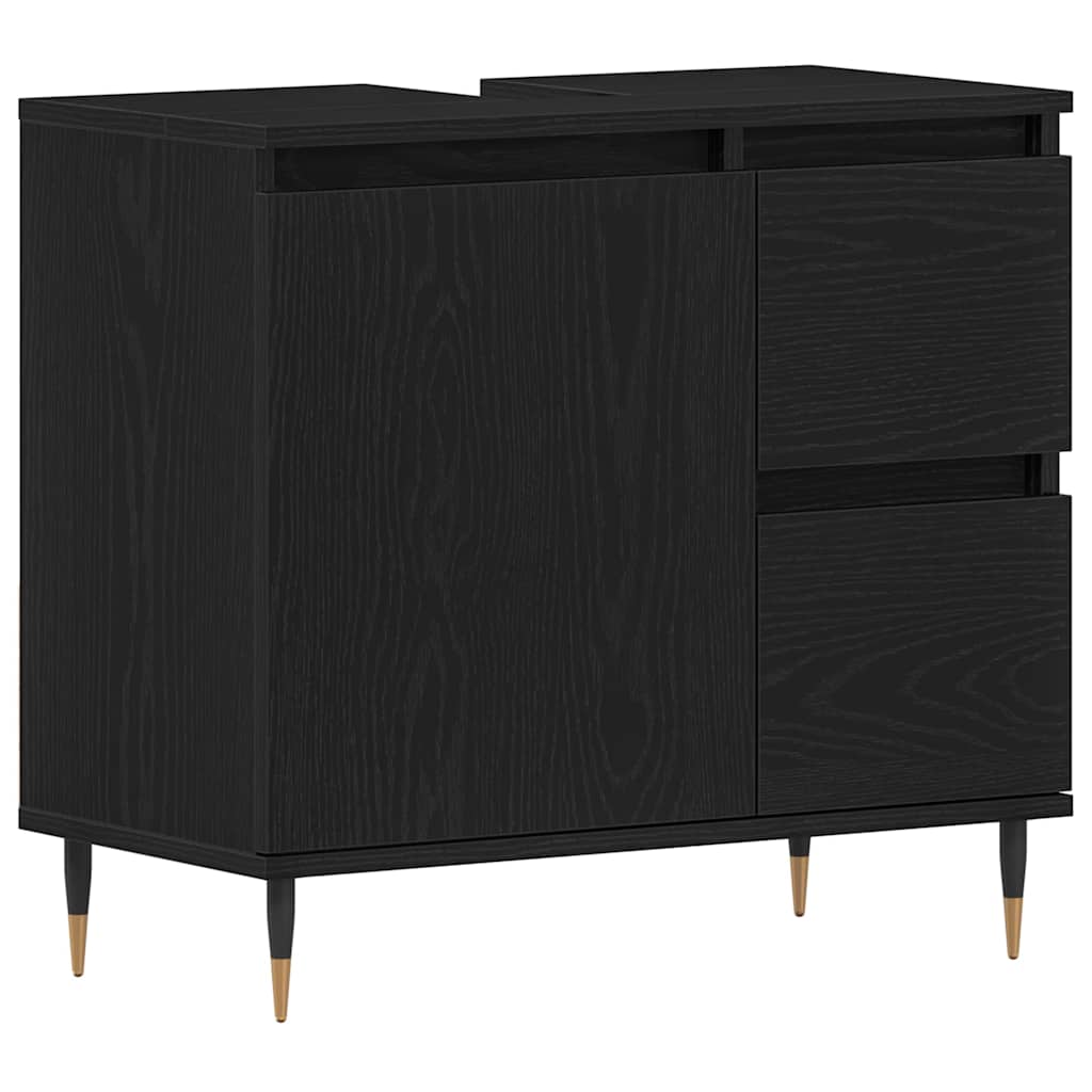 Badkamermeubelset met lade 3 pcs Zwart Eiken 30 x 30 x 190 cm is nu te koop bij PeponiXL, paradijselijk wonen!