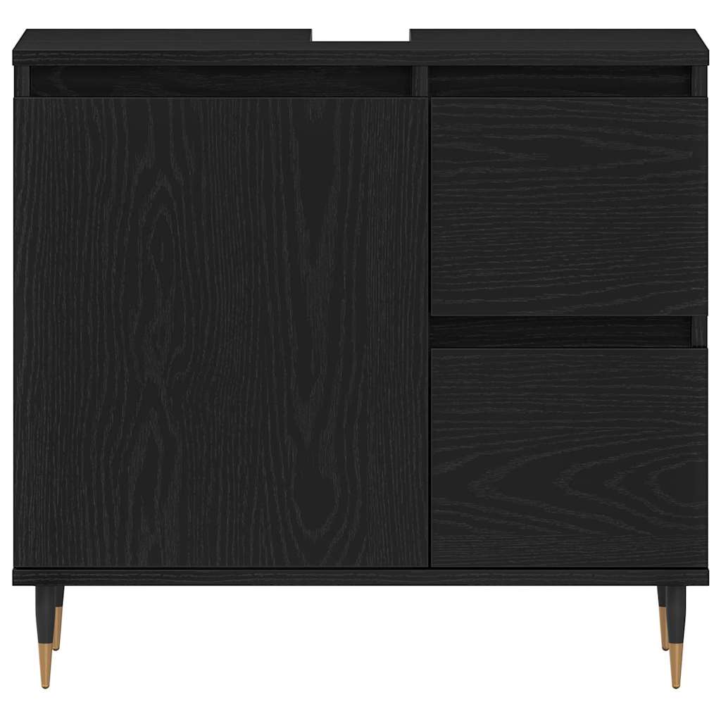 Badkamermeubelset met lade 3 pcs Zwart Eiken 30 x 30 x 190 cm is nu te koop bij PeponiXL, paradijselijk wonen!