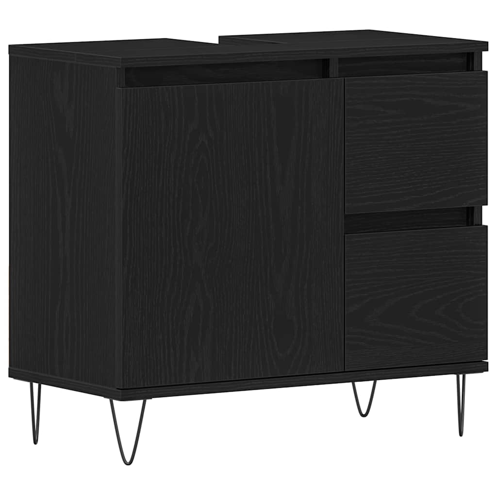 Badkamermeubelset met lade 3 pcs Zwart Eiken 30 x 30 x 190 cm is nu te koop bij PeponiXL, paradijselijk wonen!