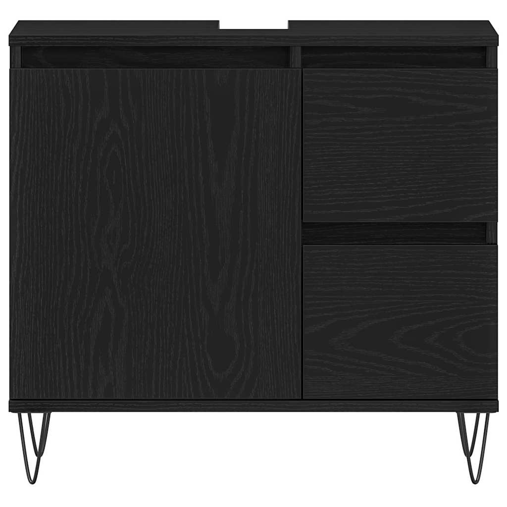 Badkamermeubelset met lade 3 pcs Zwart Eiken 30 x 30 x 190 cm is nu te koop bij PeponiXL, paradijselijk wonen!