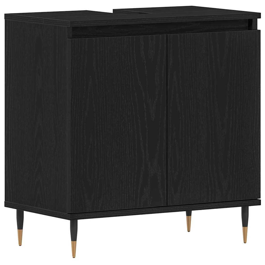 Badkamermeubelset met opslag 3 pcs Zwart Eiken 30 x 30 x 190 cm is nu te koop bij PeponiXL, paradijselijk wonen!