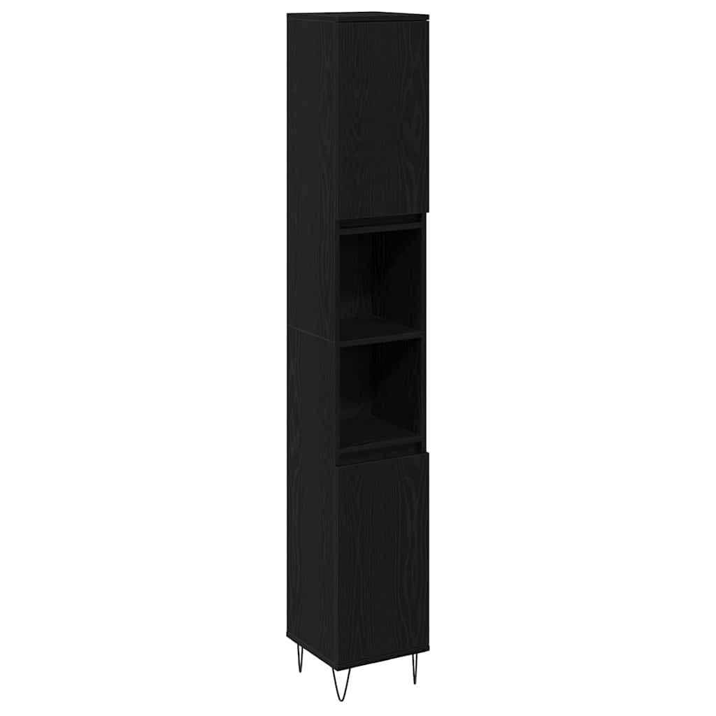 Badkamermeubelset met opslag 3 pcs Zwart Eiken 30 x 30 x 190 cm is nu te koop bij PeponiXL, paradijselijk wonen!