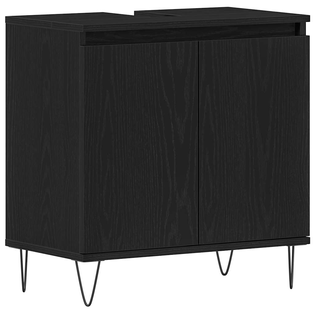Badkamermeubelset met opslag 3 pcs Zwart Eiken 30 x 30 x 190 cm is nu te koop bij PeponiXL, paradijselijk wonen!