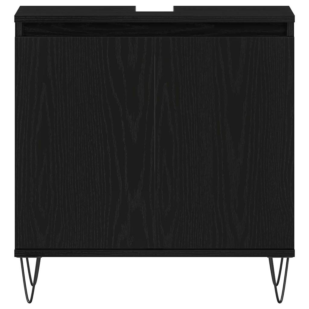 Badkamermeubelset met opslag 3 pcs Zwart Eiken 30 x 30 x 190 cm is nu te koop bij PeponiXL, paradijselijk wonen!
