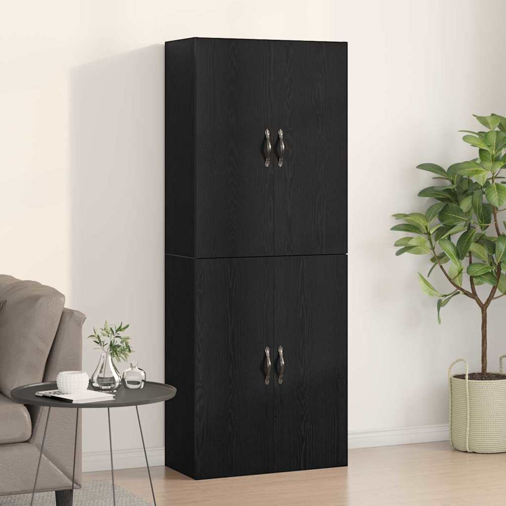 Wandkast 2 pcs Zwart Eiken 69,5 x 34 x 90 cm Bewerkt hout is nu te koop bij PeponiXL, paradijselijk wonen!