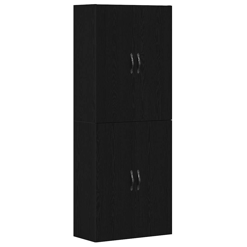 Wandkast 2 pcs Zwart Eiken 69,5 x 34 x 90 cm Bewerkt hout is nu te koop bij PeponiXL, paradijselijk wonen!